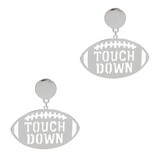 FLEURISH Silver Football Shape with Touch Down Text Post Earring