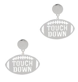 FLEURISH Silver Football Shape with Touch Down Text Post Earring