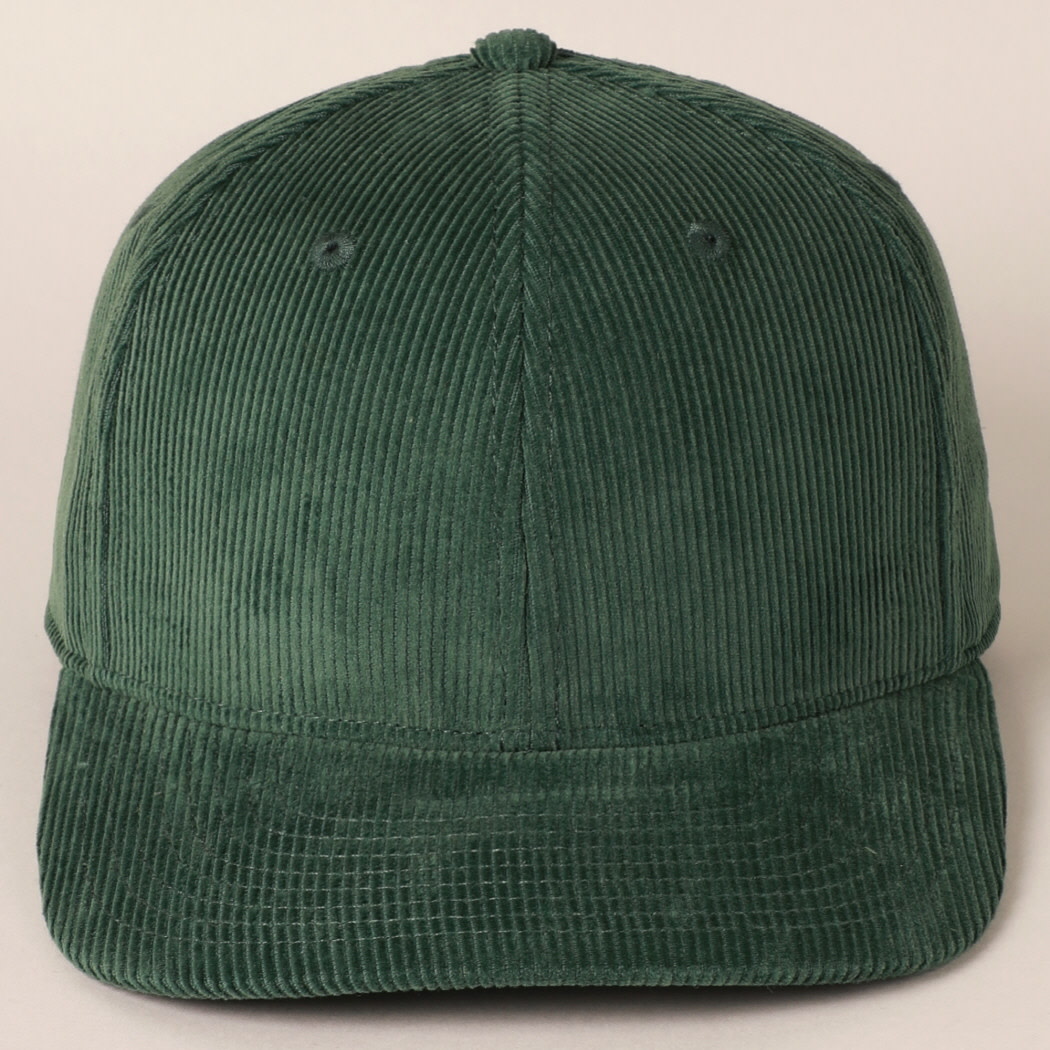 FLEURISH Dark Green Plain Cotton Corduroy Adjustable Baseball Cap