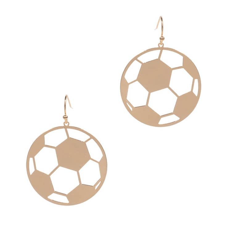 FLEURISH Gold Soccer Ball Shaped Brass Hook Earring