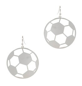 FLEURISH Silver Soccer Ball Shaped Brass Hook Earring