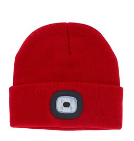 Night Scout Night Scout LED Flashlight RED Knit Beanie Hat (USB rechargeable)