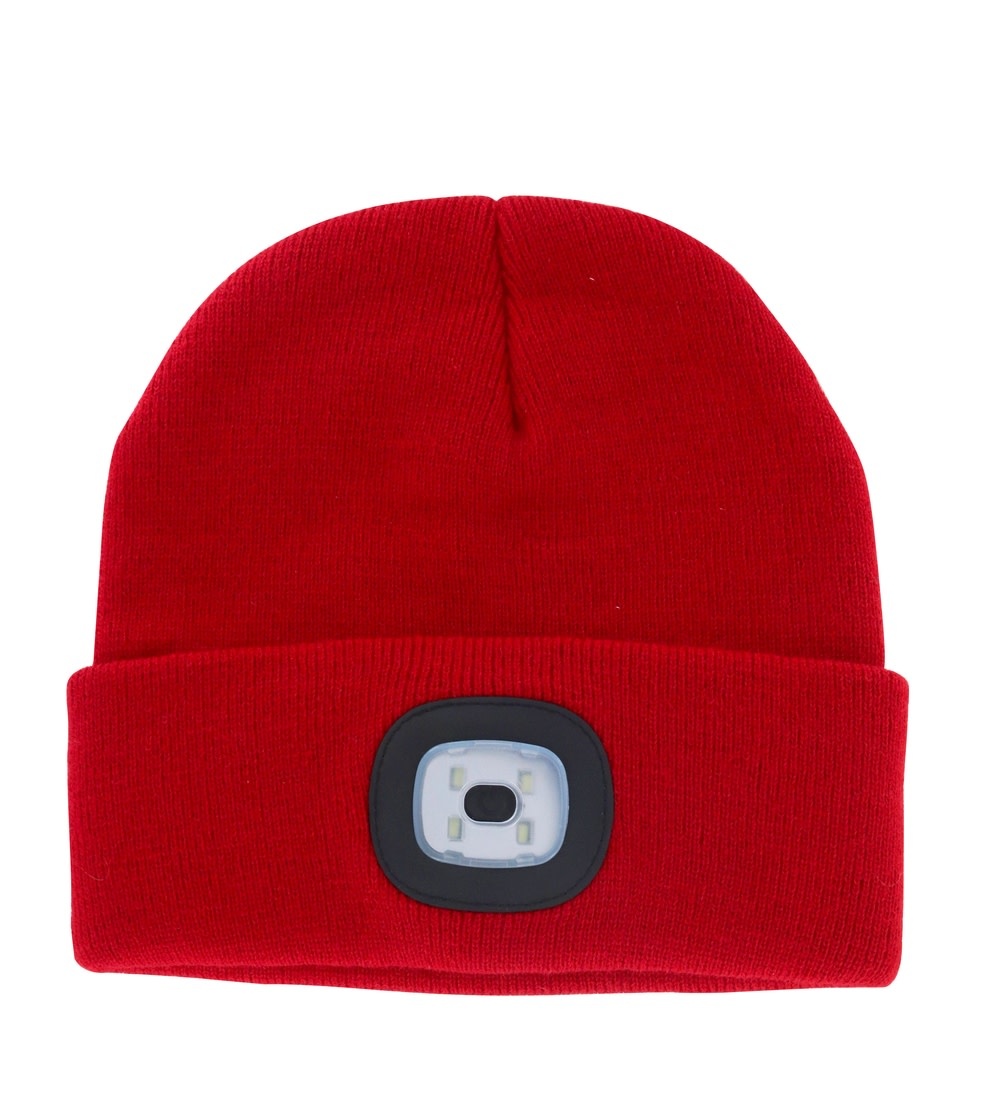 Night Scout Night Scout LED Flashlight RED Knit Beanie Hat (USB rechargeable)