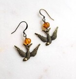 Edgy Petal Jewelry Amber Bird Earrings