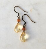 Edgy Petal Jewelry Citrine and Sunstone Drop Earrings