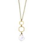 Edgy Petal Jewelry Rainbow Moonstone Double Dainty Hexagon Necklace