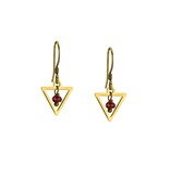 Edgy Petal Jewelry Red Garnet Earrings Simple Cute Golden Triangle