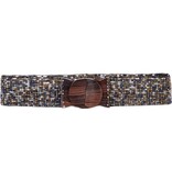Erik & Mike Beaded Belt Wood Scroll in Pewter Mix Glass Beads