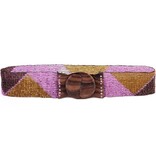 Erik & Mike Hand Loomed Glass Bead Belt Wood Scroll Triangles in Purple