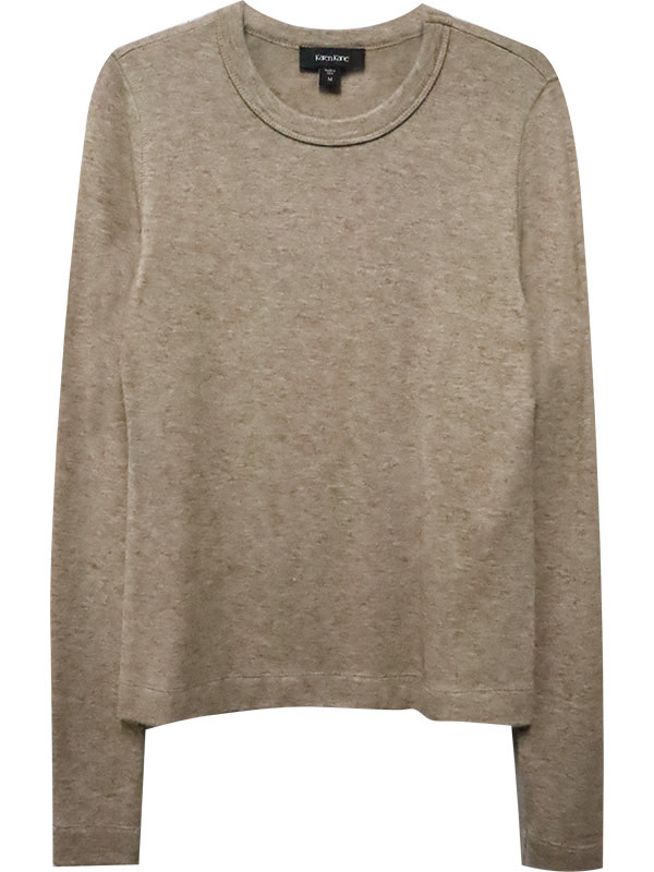 Karen Kane Dark Oatmeal Long Sleeve Crew Neck Top
