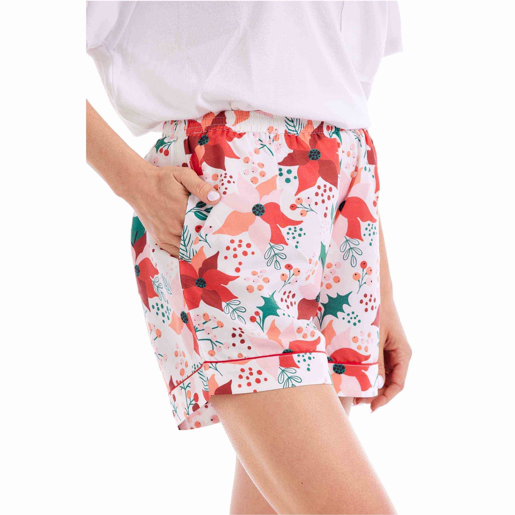 Mudpie Floral Holiday Pajama Short (Size Medium)