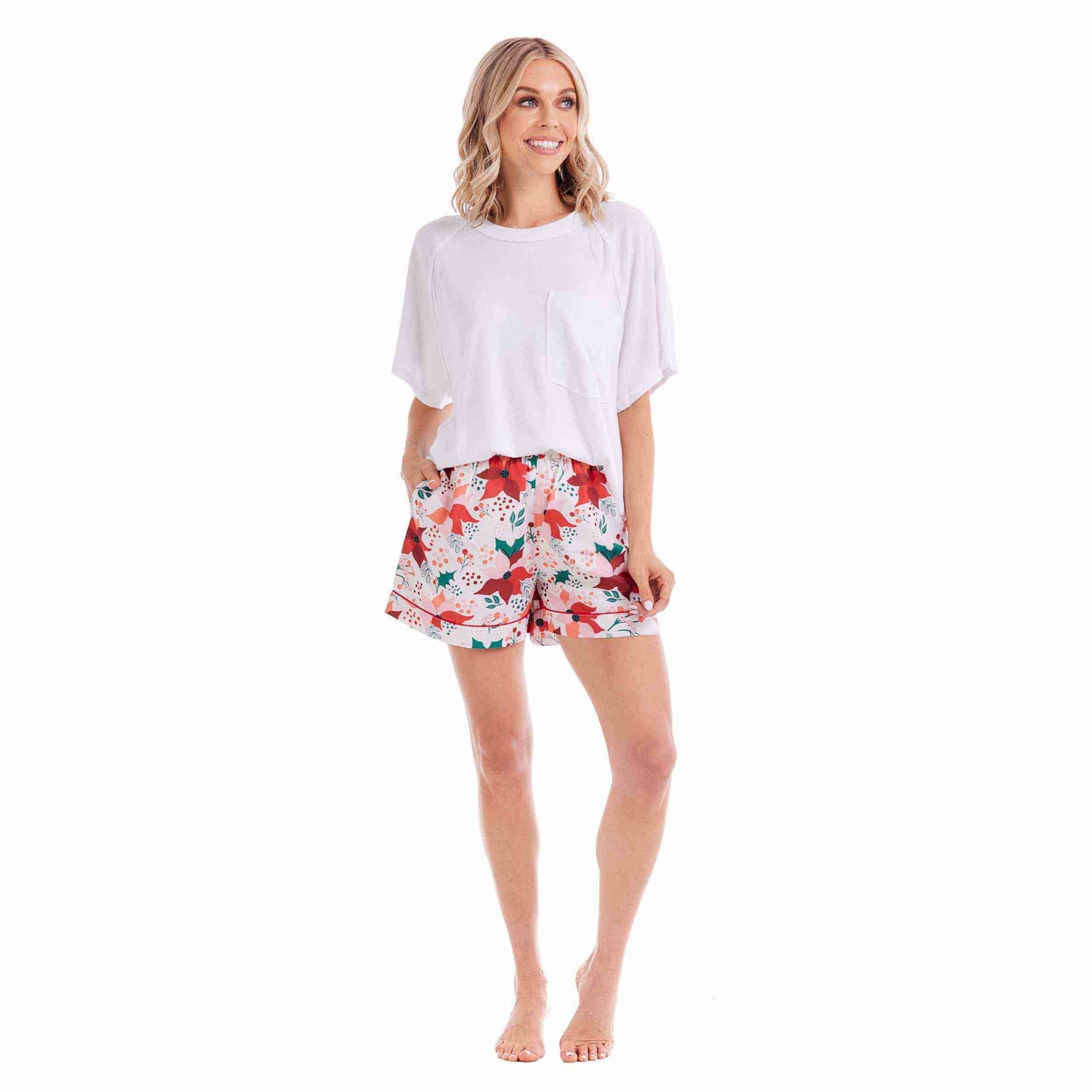 Mudpie Floral Holiday Pajama Short (Size Small)