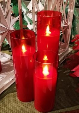 FLEURISH 3"Dia Red Glass Cylinder Candle