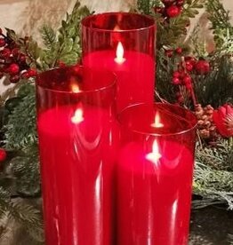 Fleurish Home 4"Dia Red Glass Cylinder Candle