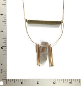 FLEURISH Geometric Fringe Stone Necklace 14K