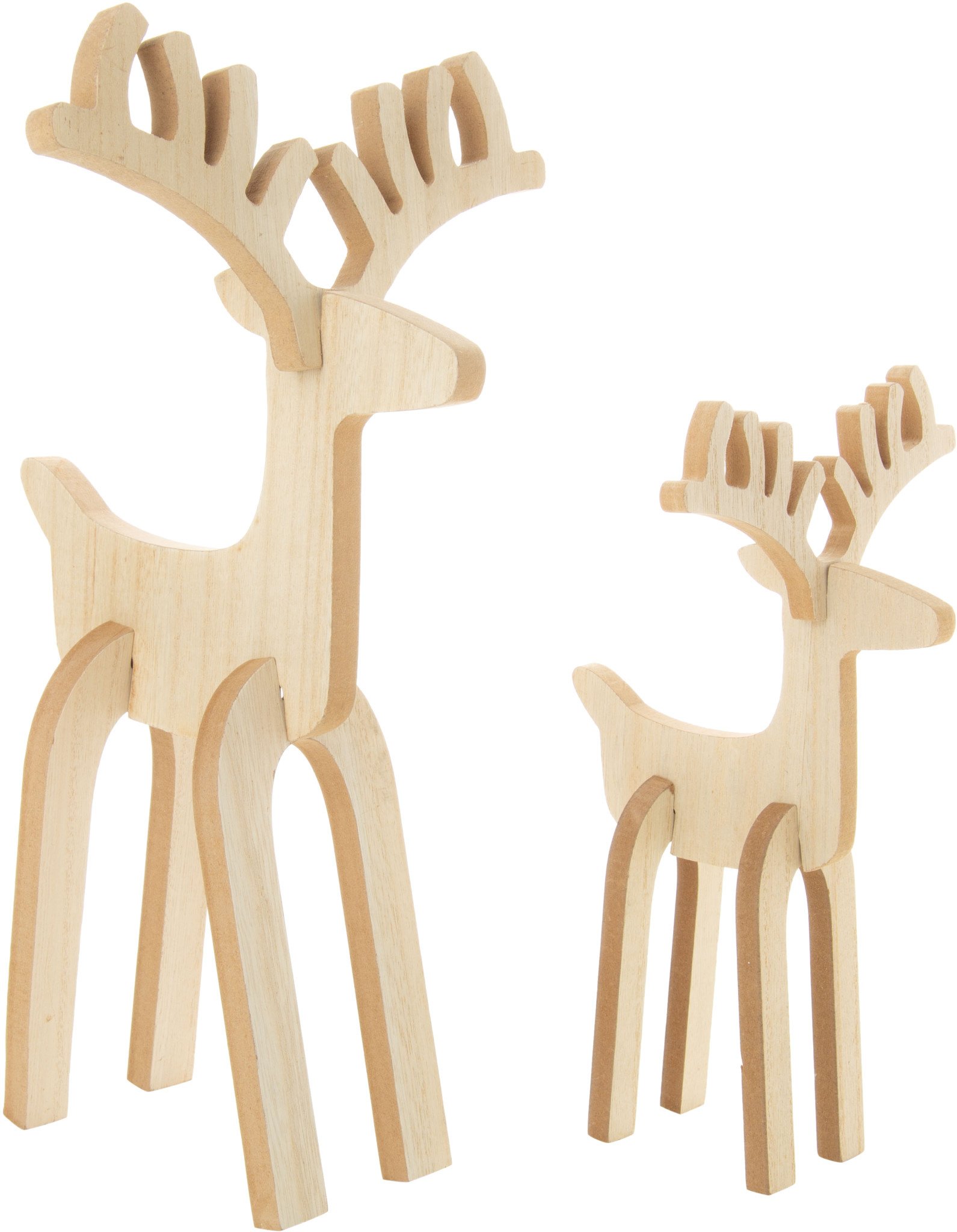 Modern Natural Wooden Reindeer FLEURISH Home Apparel Gift   Silver Tree Modern Natural Wooden Reindeer 