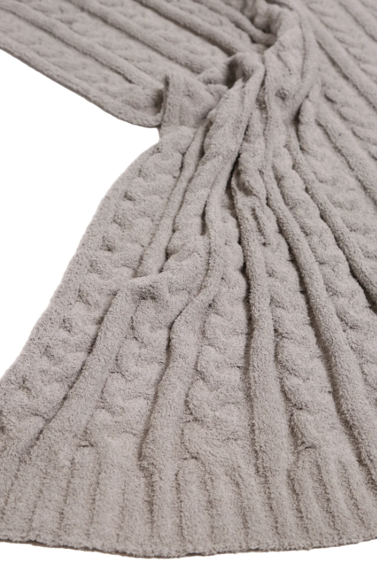 Jasmine Trading Corp. Gray Braided Cable Knit Throw Blanket