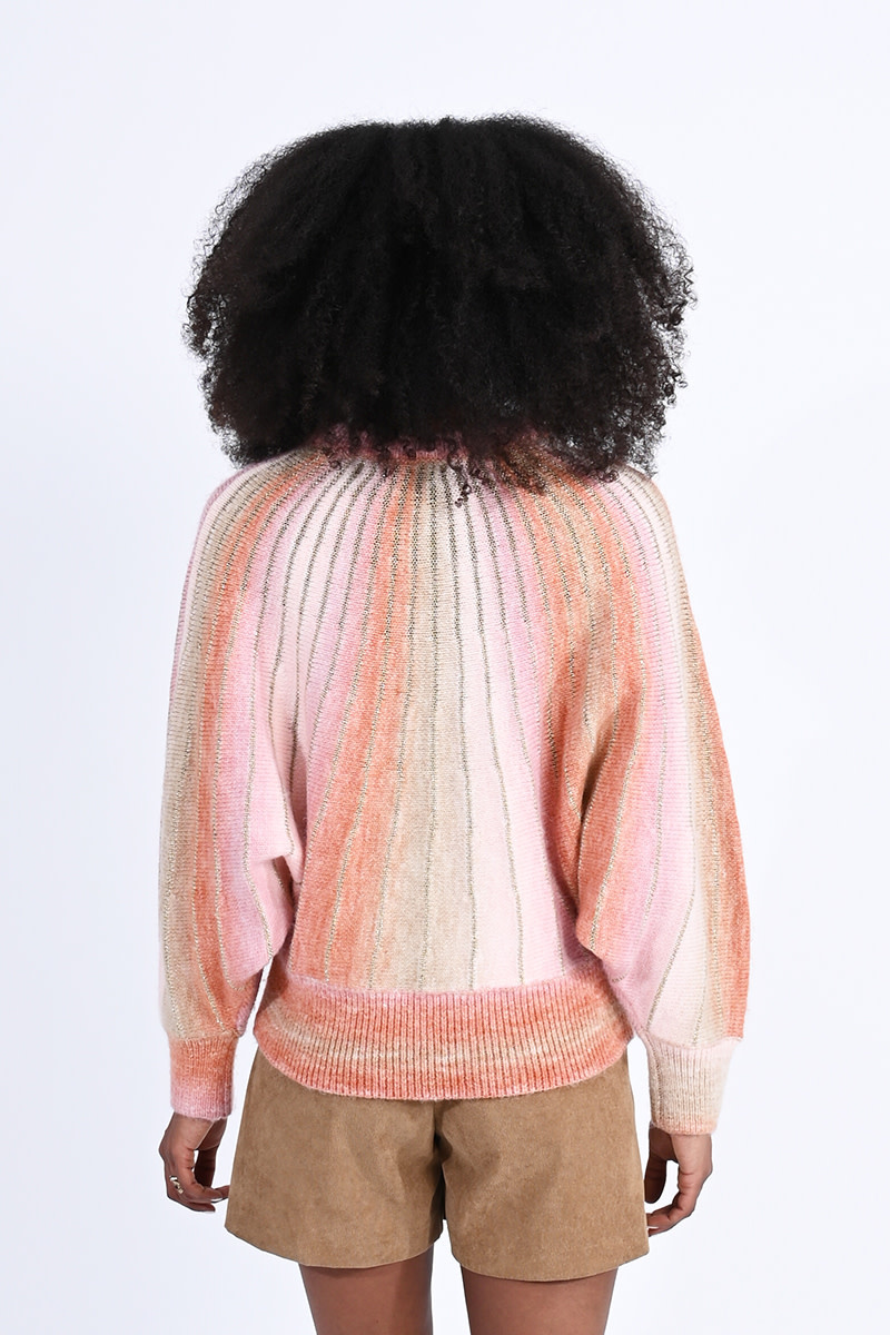Molly Bracken Pink Umbra w/Gold stripes Batwing Sweater