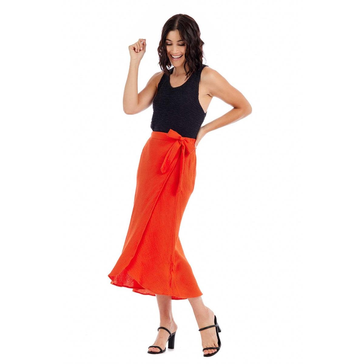 Mudpie Red (Orange) Mallie Wrap Skirt