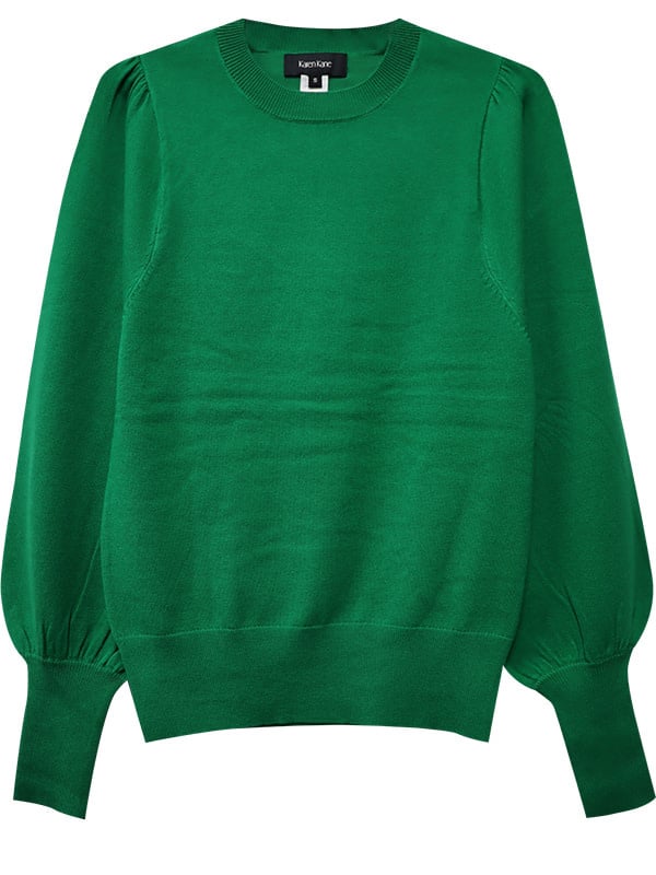 Karen Kane Green Puff Sleeve Sweater