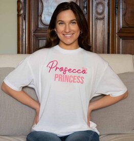 The Royal Standard Prosecco Princess Crew Neck T-Shirt White/Hot Pink