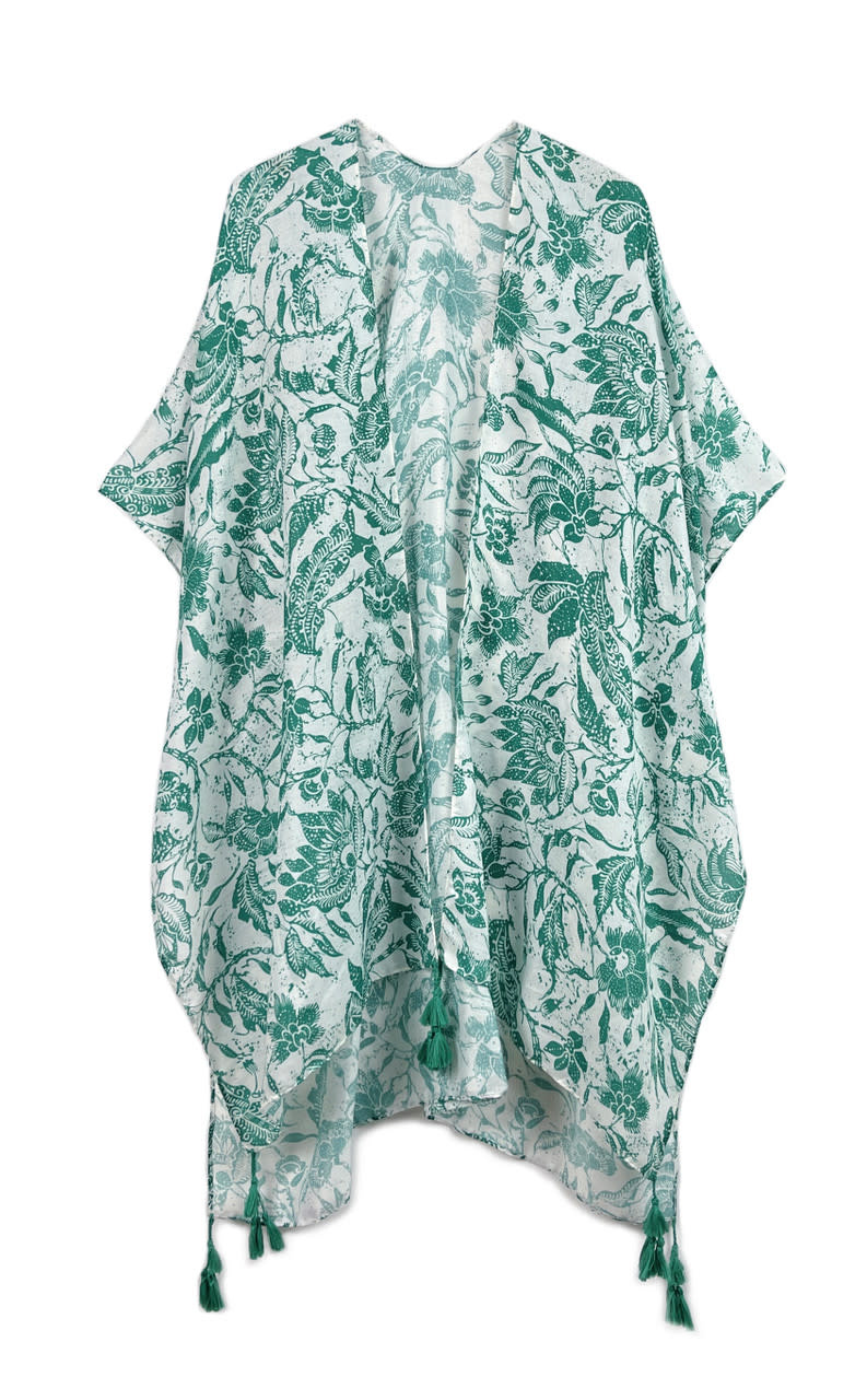Lou & Co. Green Batik Print Kimono