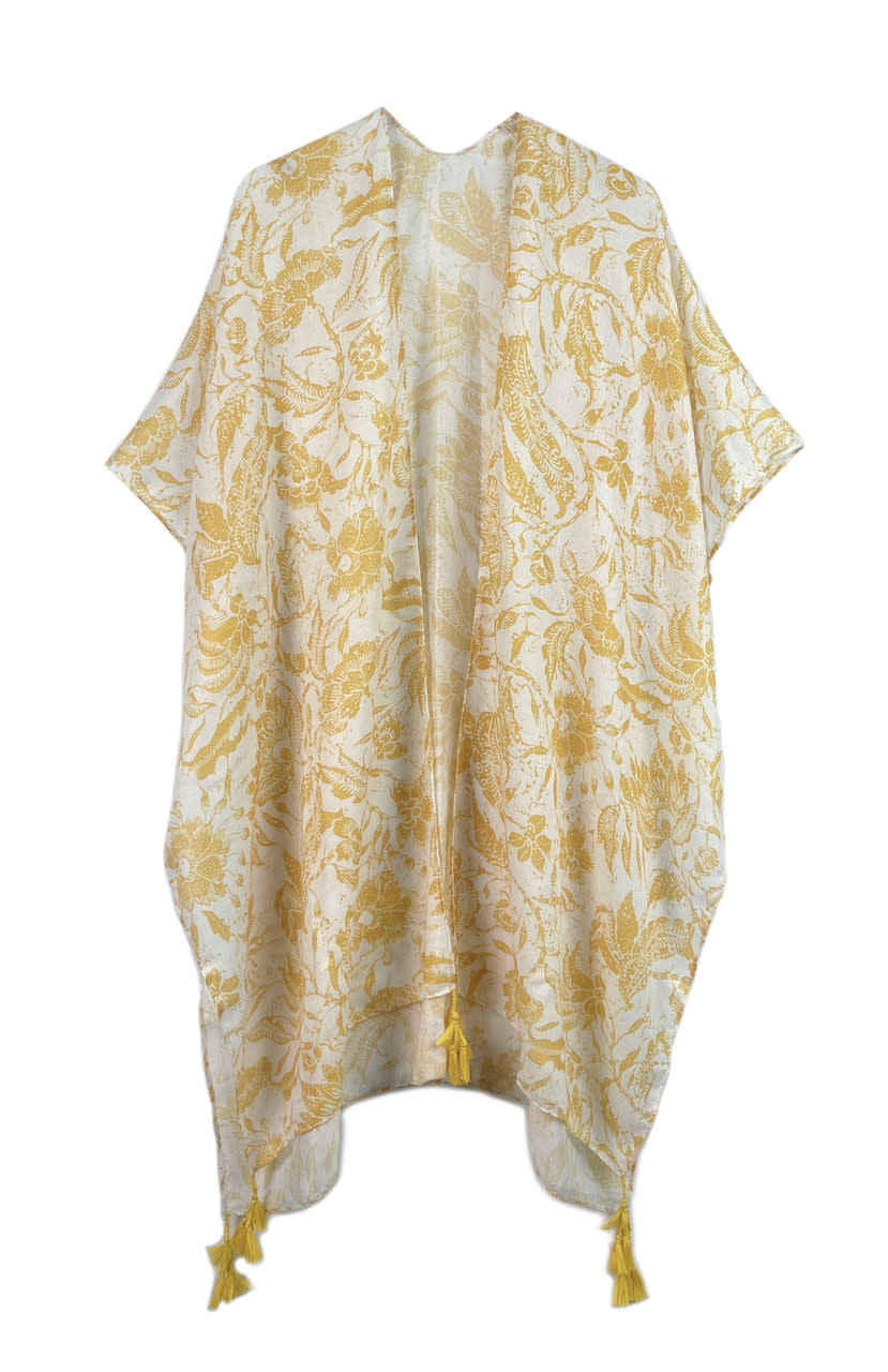 Lou & Co. Yellow Batik Print Kimono