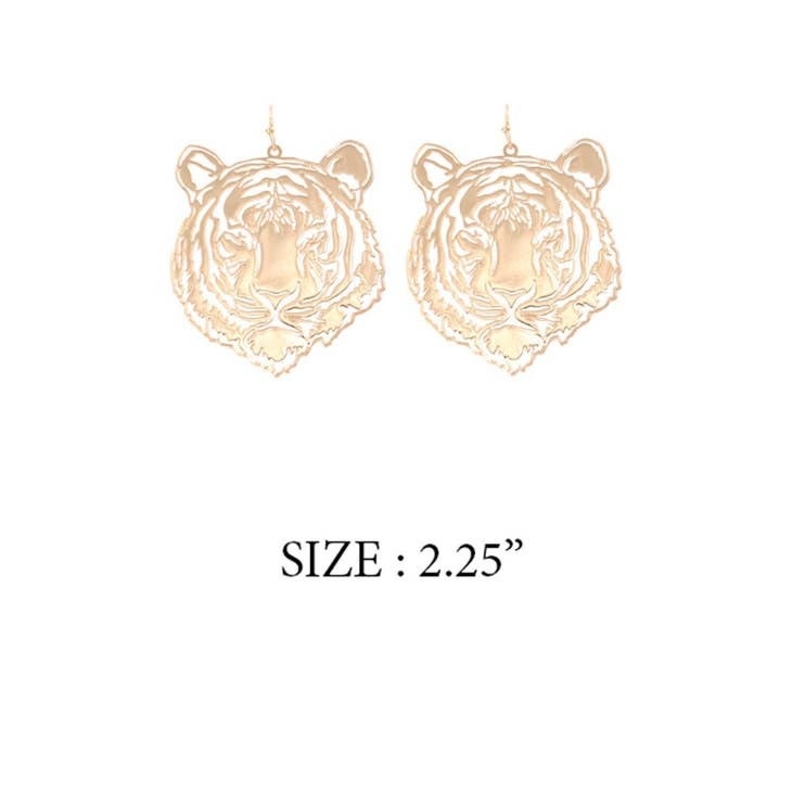 Filigree Tiger Dangle Earrings Gold