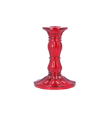 Red Molded Glass Taper Candle Holder