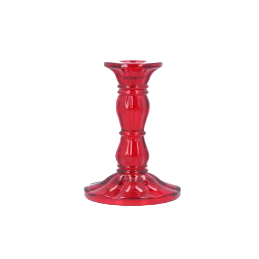 Red Molded Glass Taper Candle Holder FLEURISH Home, Apparel & Gift