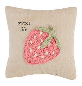 Mudpie STRAWBERRY CROCHET PILLOW