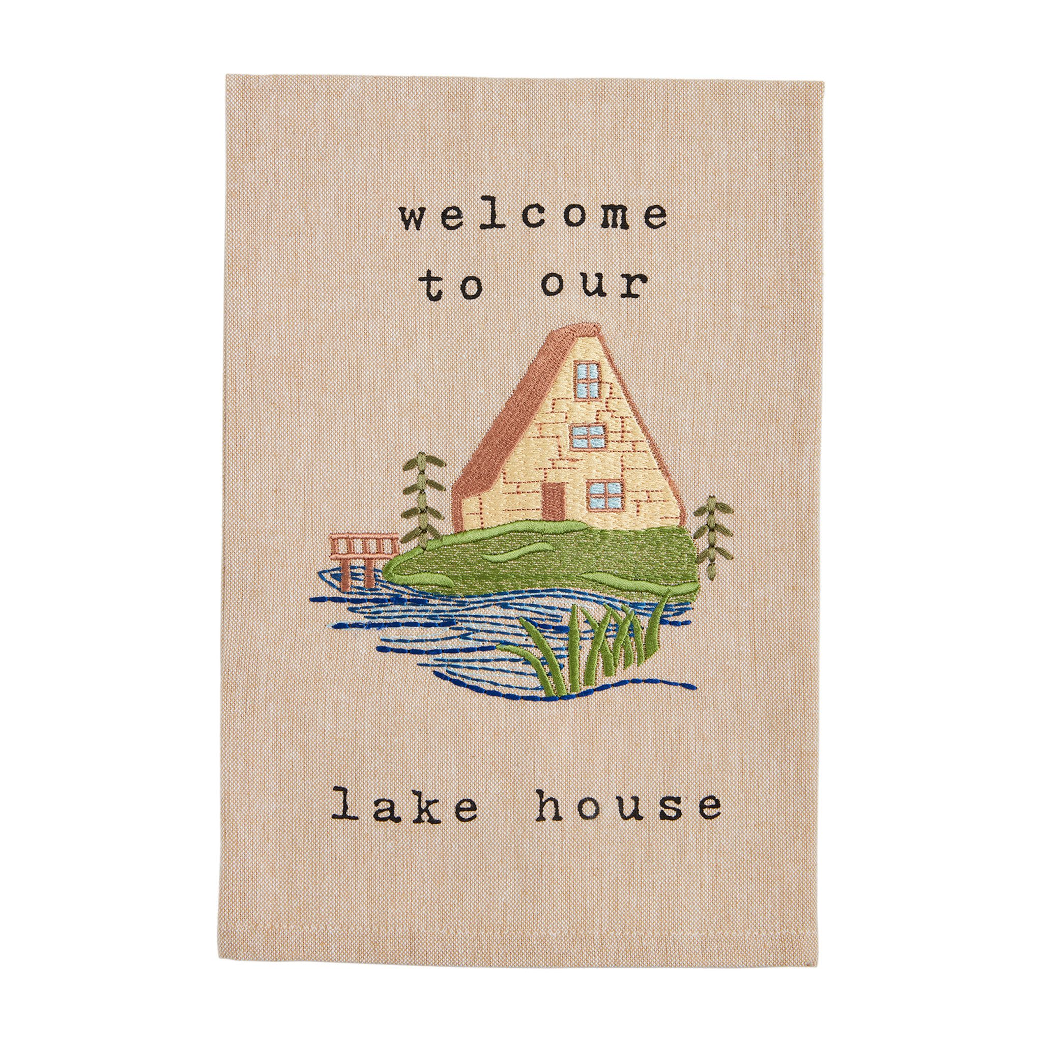 Mudpie WELCOME EMBROIDERY LAKE TOWELS