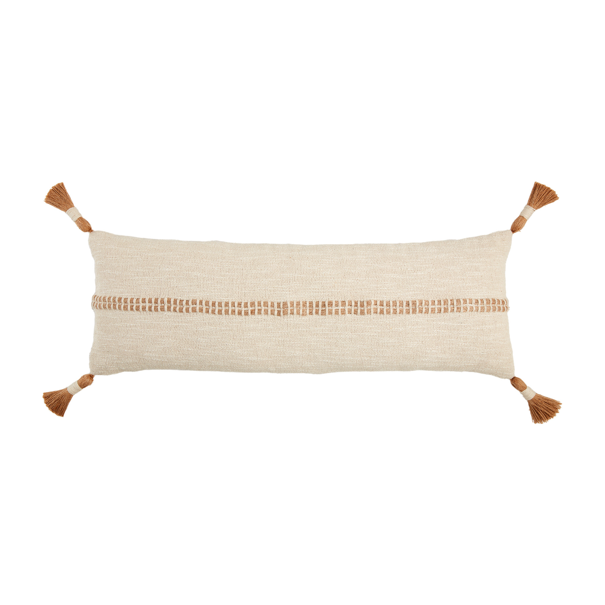 Mudpie LONG WOVEN JUTE TASSEL PILLOW