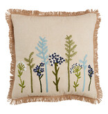 Mudpie SQUARE FLORAL EMBROIDERED PILLOW