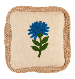 Mudpie SINGLE FLOWER EMBROIDERED PILLOW