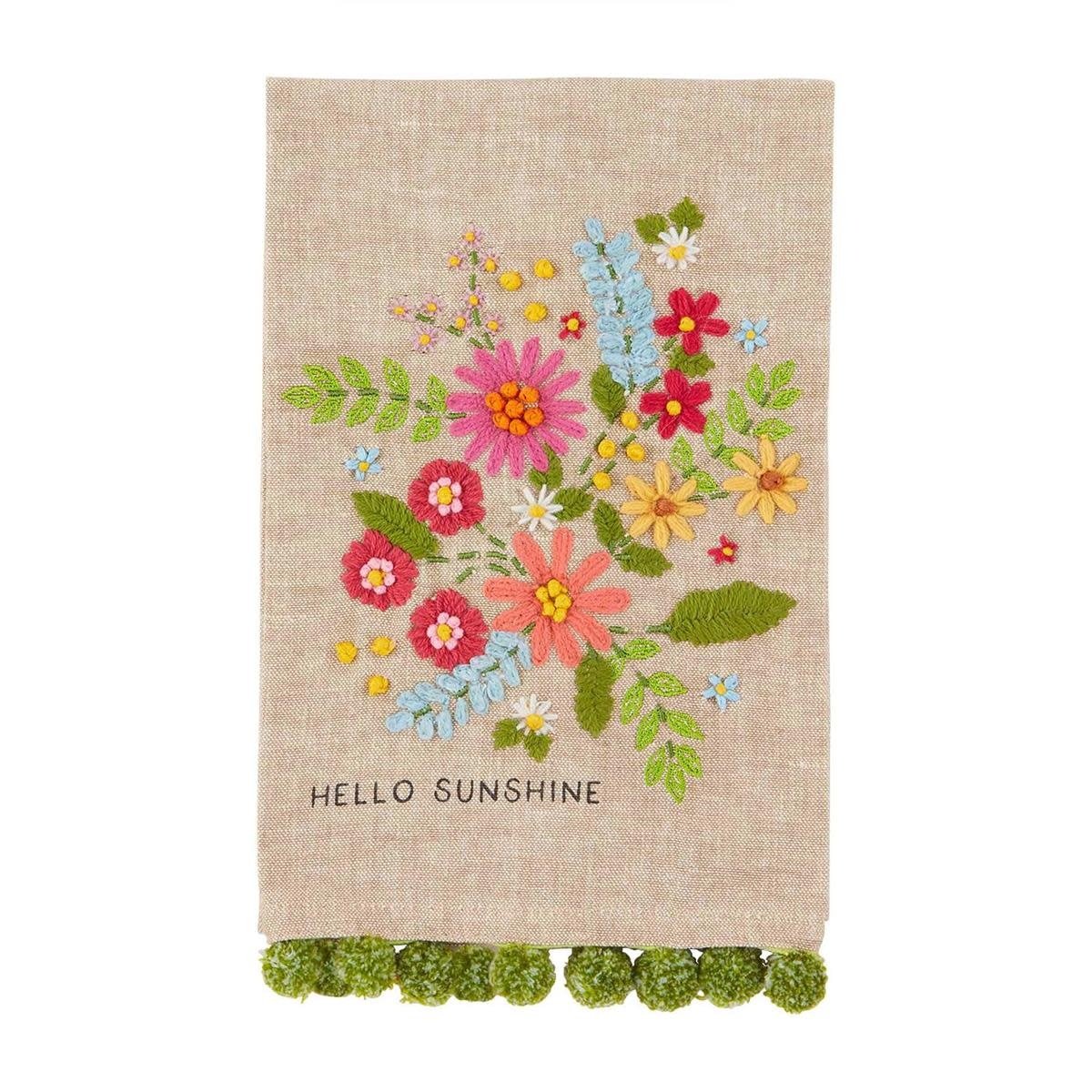 Mudpie SUN EMBROIDERED FLORAL TOWEL