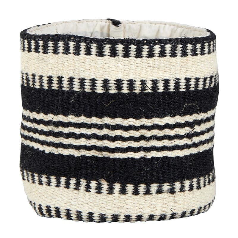 Cream+Black Striped Mini Jute Bag