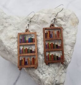 FLEURISH Bookshelf Dangles Wood Book Earrings