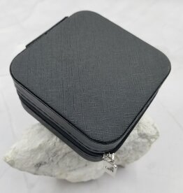FLEURISH Black Leather Jewelry Box Organizer Box with Zipper