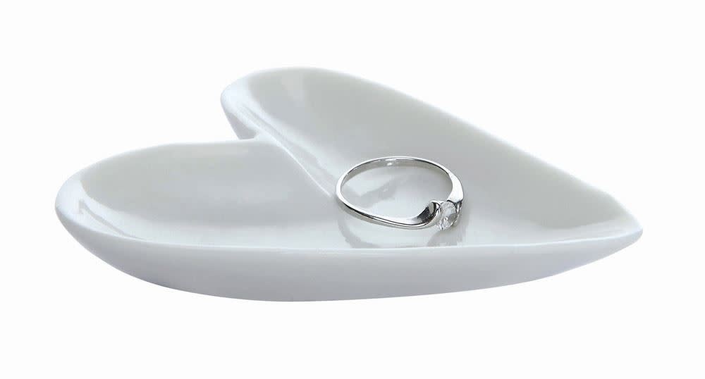 FLEURISH White Ceramic Heart Ring Dish