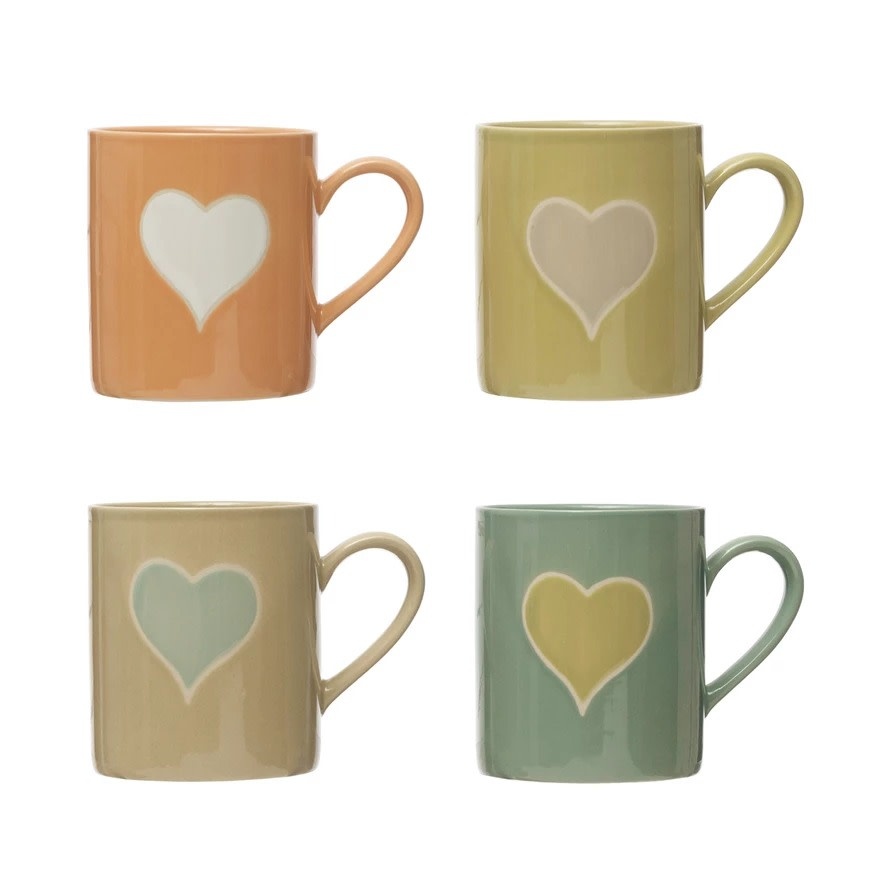 FLEURISH Handmade Heart Stoneware Mug 14oz (choice of 4 colors)