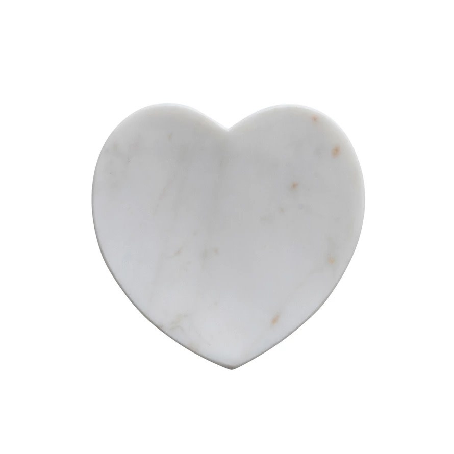 FLEURISH White Marble Heart Shaped Dish