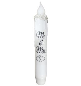 Small Town Dusk Mr. & Mrs. Wedding Hand-Dipped Battery Operated Candle