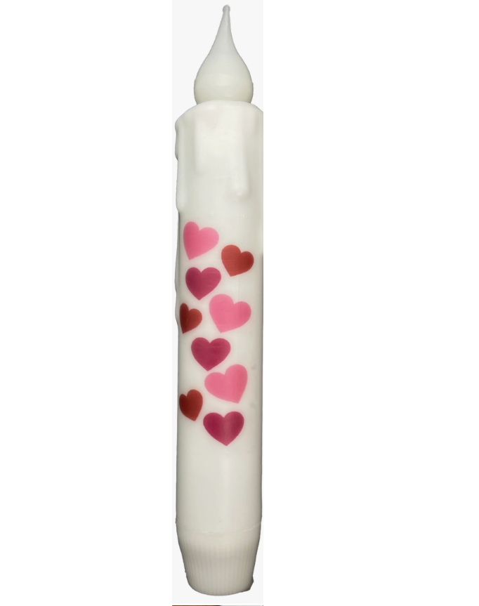 Small Town Dusk Valentine Hearts Hand-Dipped Battery Operated Timer Candle