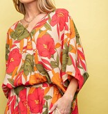 Easel Natural Floral Print Woven Top