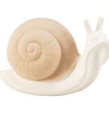 FLEURISH Cream Ceramic Snail Figurine w Unglazed Shell