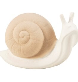 FLEURISH Cream Ceramic Snail Figurine w Unglazed Shell