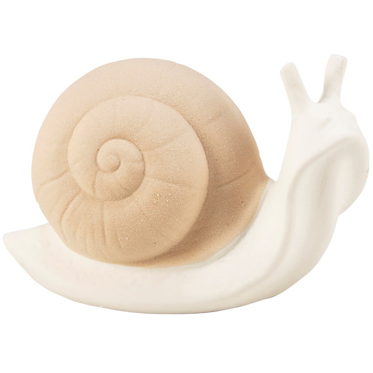 FLEURISH Cream Ceramic Snail Figurine w Unglazed Shell