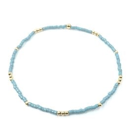 Erin Gray 2mm Newport Pale Turquoise Blue + Gold Filled Waterproof Bracelet 7"