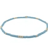 Erin Gray 2mm Newport Pale Turquoise Blue + Gold Filled Waterproof Bracelet 7"